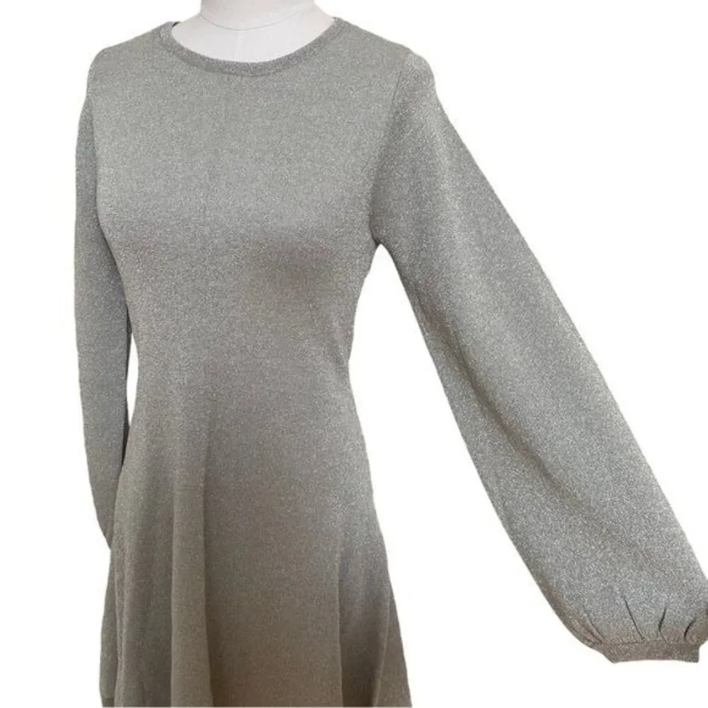 J. Crew Lurex Twist Back Dress in Silver Grey Size Medium NWT